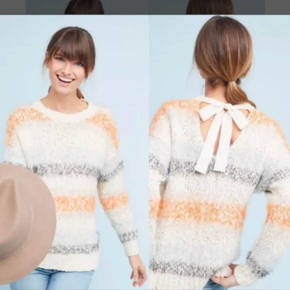 Anthropologie Meadow Rue Kennedy Striped Fuzzy Sweater - Picture 1 of 10